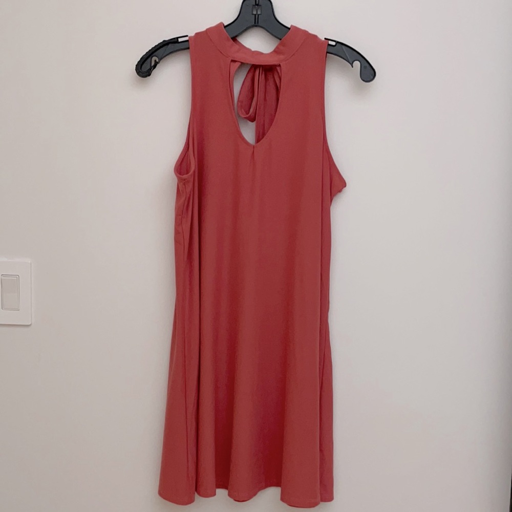 Muted coral keyhole dress